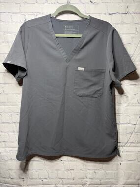 Figs Catarina Short Sleeve Scrub Top One Pocket Gray Sz L Medical